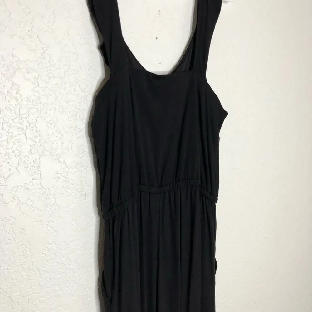 LOFT black ruffle trim wide leg sleeveless jumpsuit size Large